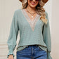 Eyelet V-Neck Flounce Sleeve T-Shirt