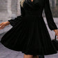 Surplice Long Sleeve Velvet Dress