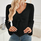 Ribbed Drawstring Long Sleeve T-Shirt