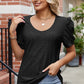 Eyelet Ruffled Round Neck T-Shirt