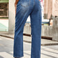 Distressed High Waist Straight Jeans