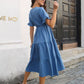 V-Neck Short Sleeve Midi Dress