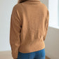 Front Slit Decorative Button Turtleneck Sweater