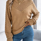 Openwork Round Neck Long Sleeve Knit Top