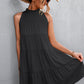 Tie Back Mock Neck Tiered Dress