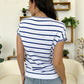 Striped Round Neck Cap Sleeve Knit Top