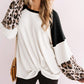 Twisted Color Block Round Neck Long Sleeve T-Shirt