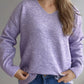 V-Neck Dropped Shoulder Long Sleeve Sweater