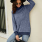 Heathered Slit High-Low Long Sleeve Top