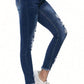 Distressed Raw Hem Jeans with Pockets