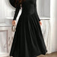 Ruched Round Neck Long Sleeve Dress