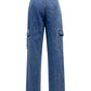 High Rise Straight Jeans with Cargo Pockets