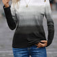 Decorative Button Contrast Round Neck Long Sleeve T-Shirt