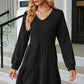 V-Neck Long Sleeve Mini Dress