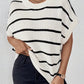 Striped Round Neck Short Sleeve Knit Top