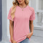 Openwork Round Neck Short Sleeve T-Shirt