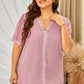 Plus Size Swiss Dot Spliced Lace V-Neck Blouse