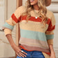 Color Block Round Neck Dropped Shoulder Sweater