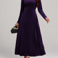 Square Neck Long Sleeve Velvet Dress