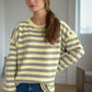 Distressed Striped Round Neck Long Sleeve Sweater