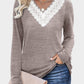 Lace Detail V-Neck Long Sleeve T-Shirt