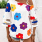 Flower Asymmetrical Neck Blouse