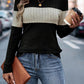 Color Block Round Neck Long Sleeve Top