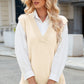 Side Slit V-Neck Sweater Vest