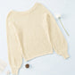 Openwork Boat Neck Raglan Sleeve Knit Top