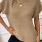 Solid Color Turtleneck Short Sleeve Sweater