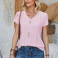 Decorative Button Eyelet V-Neck Short Sleeve T-Shirt