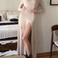 Side Slit Round Neck Long Sleeve Dress