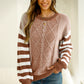 Striped Round Neck Dropped Shoulder Sweater