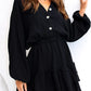 Ruffled Notched Balloon Sleeve Mini Dress