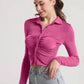 Ruched Button Up Long Sleeve T-Shirt