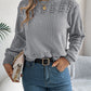 Openwork Round Neck Long Sleeve Sweater