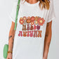 Flower & Letter Graphic Round Neck Short Sleeve T-Shirt