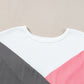 Color Block Round Neck Half Sleeve Top