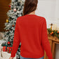 Sequin Candy Cane Round Neck Long Sleeve Sweater