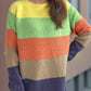 Color Block Round Neck Long Sleeve Sweater