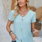 Decorative Button Eyelet V-Neck Short Sleeve T-Shirt