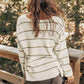 Striped V-Neck Drop Shoulder Sweater