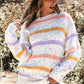 Contrast Striped Round Neck Dropped Shoulder Sweater