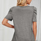 Heathered V-Neck Puff Sleeve T-Shirt