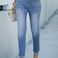 High Waist Raw Hem Skinny Jeans