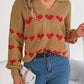 Heart Johnny Collar Long Sleeve Sweater