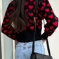 Valentine’s Day Heart V-Neck Cropped Cardigan