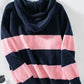 Drawstring Contrast Stripe Dropped Shoulder Hooded Sweater