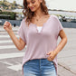 Notched Short Sleeve Knit Top