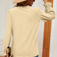 Eyelet V-Neck Flounce Sleeve T-Shirt